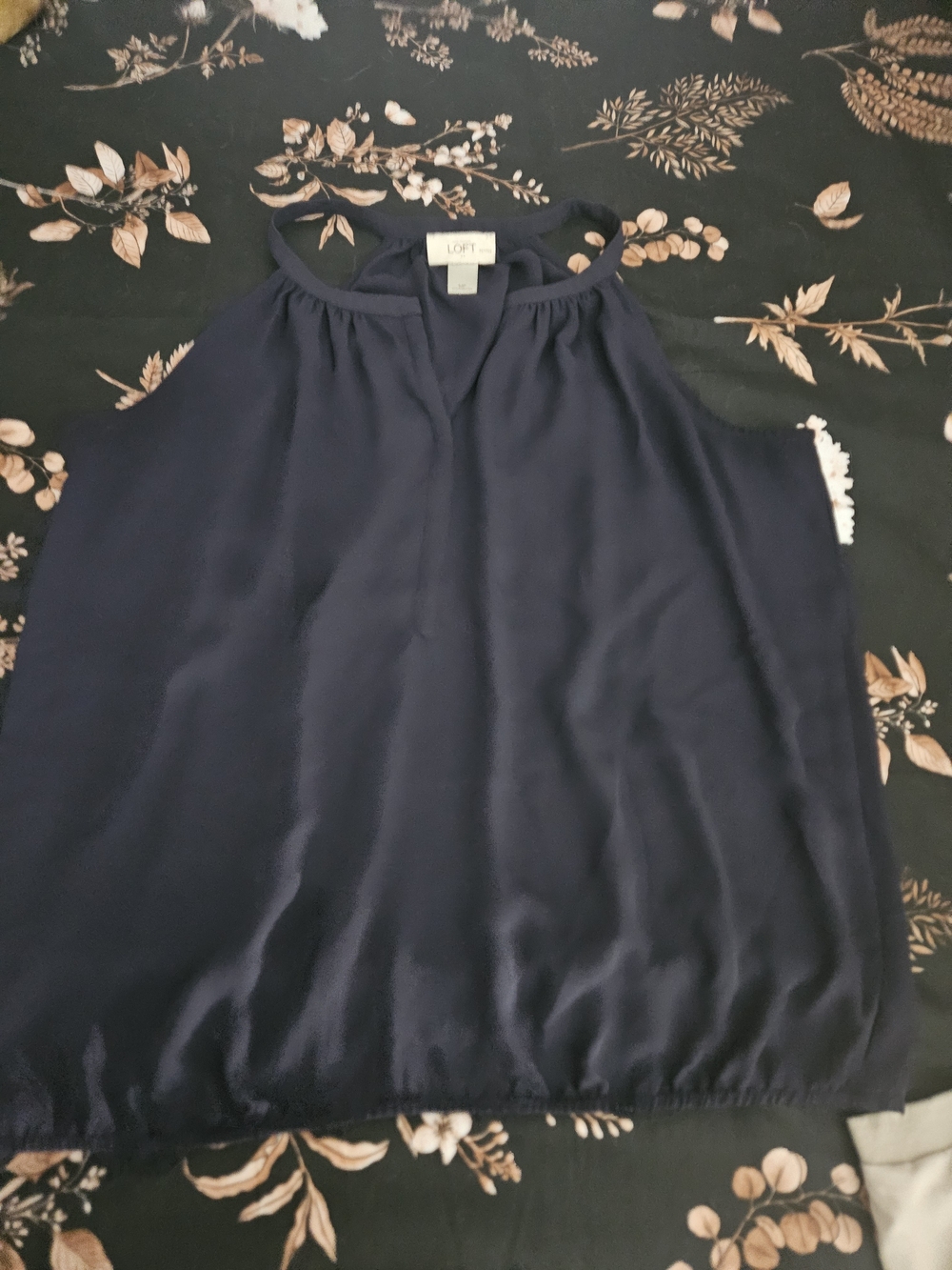 LOFT Navy Halter Neck Sleeveless Blouse
